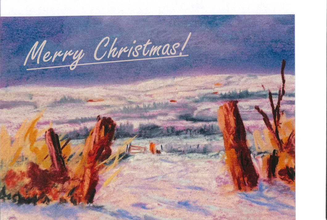 C74  Pack of 5 Christmas Cards (Gate to Snowy Field)
