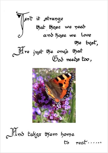 RP 3b Isn't it Strange Sympathy Card (butterfly)