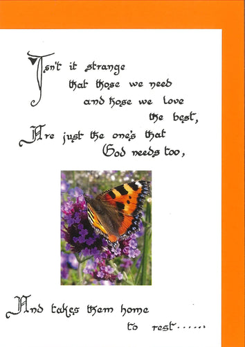 RP3B Isn't it Strange Sympathy Card (butterfly)