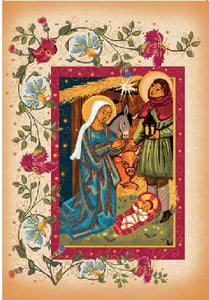 CAV12 Pack 5 Christmas Cards (Holy Family with border) Bilingual