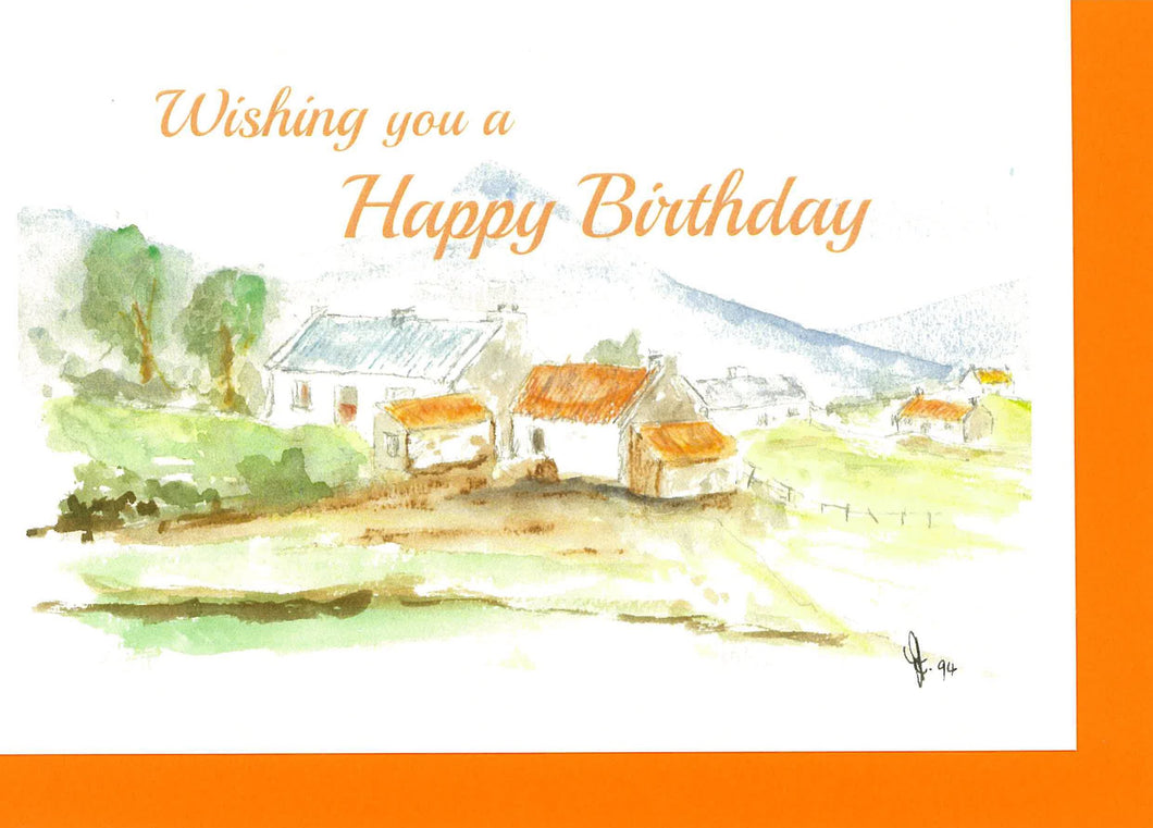 JF05 Cottages Birthday Card (Pack of 4)